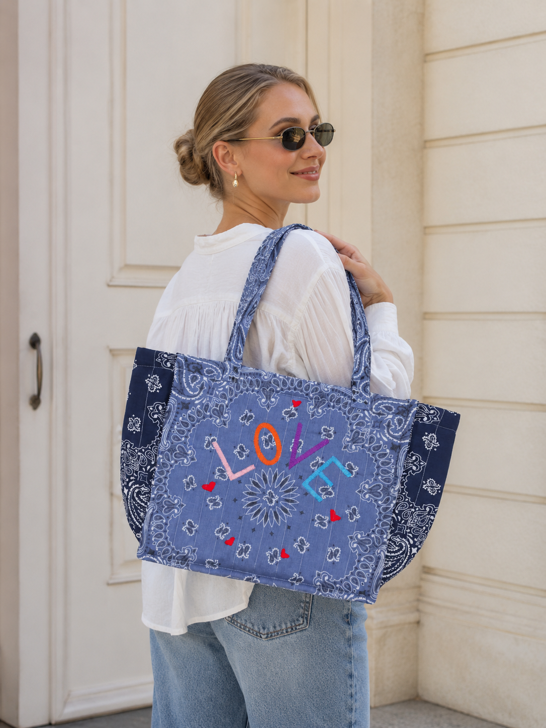 Medium Quilted Tote Bag - Love