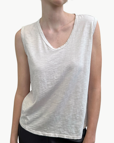 MUSCLE SHELL IN SUPIMA SLUB IN CEMENT - Romi Boutique