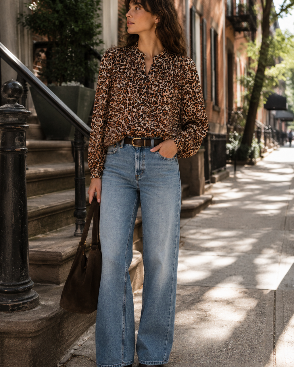 Alix of Bohemia Artemis Leopard Trek Shirt at Romi Boutique