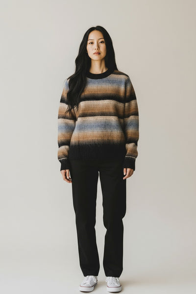 BRUSHED OMBRE STRIPE CREW IN NIGHT COMBO
