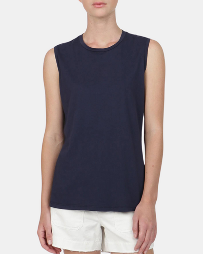 MUSCLE TANK IN NAVY - Romi Boutique