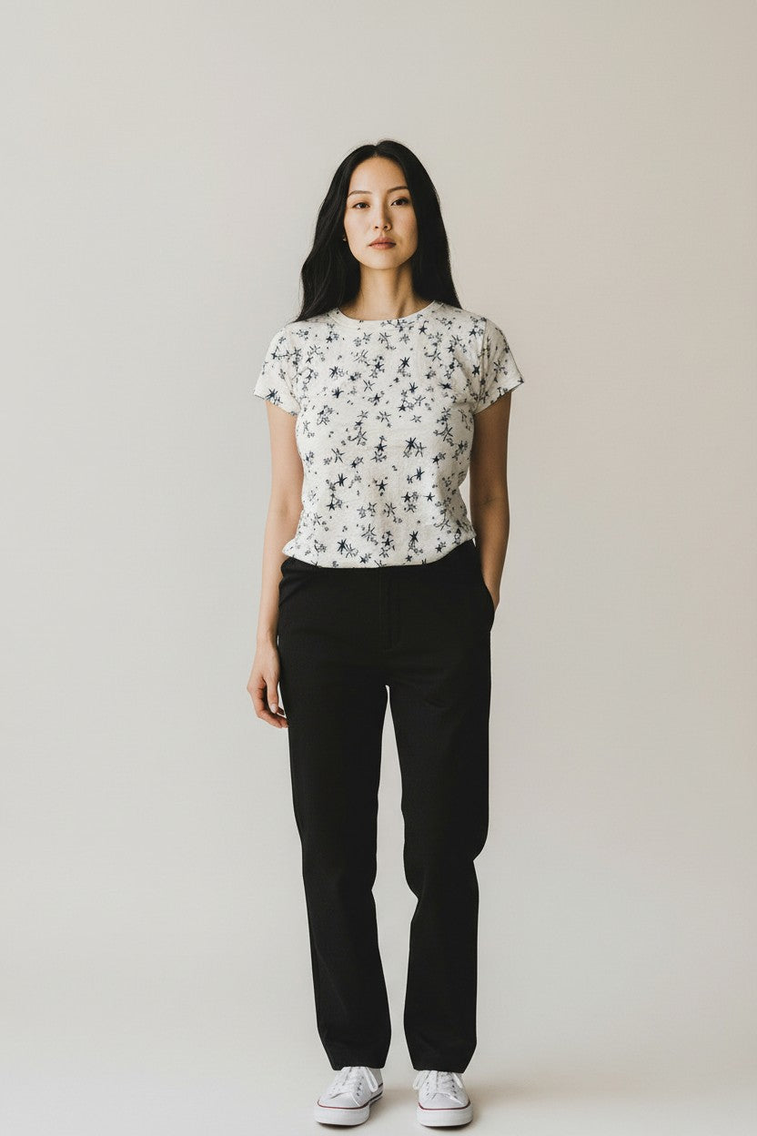 ALL OVER STARS TEE IN IVORY MULTI