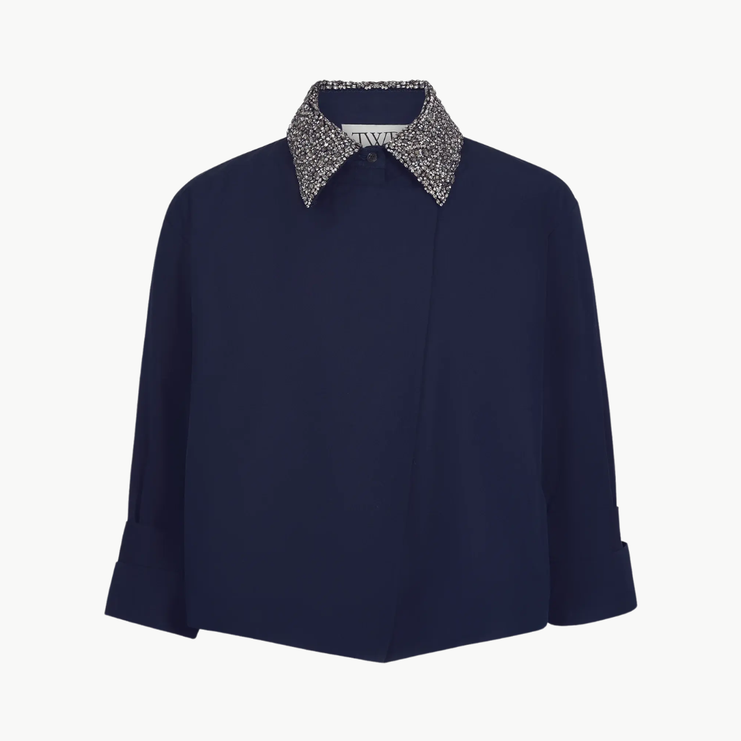 TWP New Chapter W/ Crystal Collar Shirt at Romi Boutique