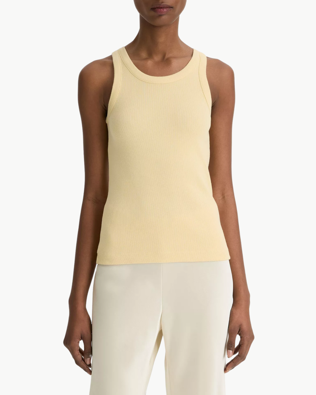 RIBBED SCOOP-NECK TANK IN BUTTER