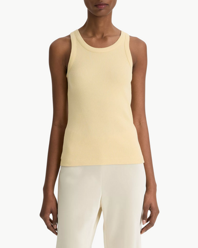 RIBBED SCOOP-NECK TANK IN BUTTER