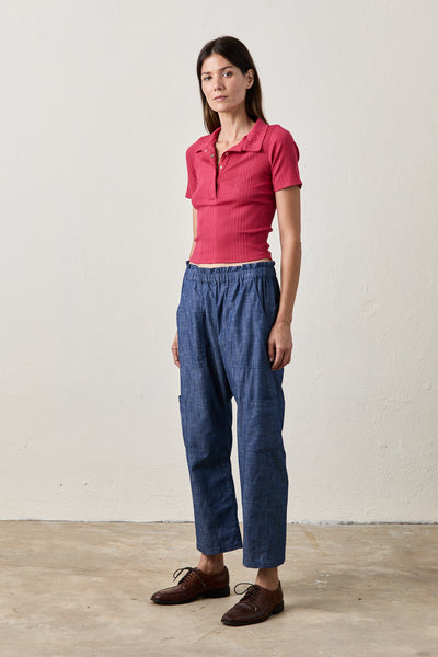 SHAILEY PAPERBAG WAIST PANTS IN INDIGO