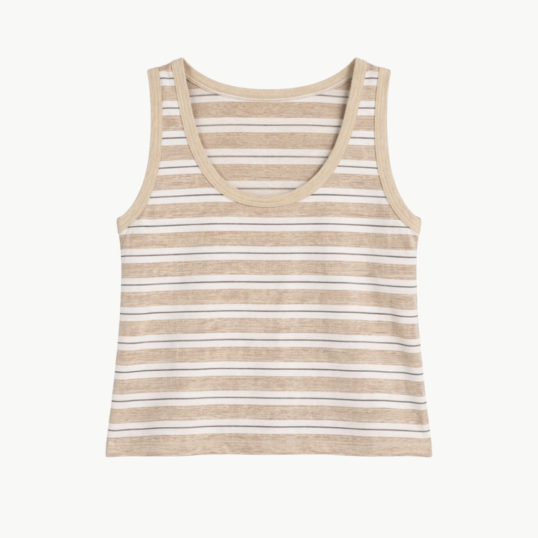 Enza Costa COTTON STRIPE CLASSIC U TANK at Romi Boutique
