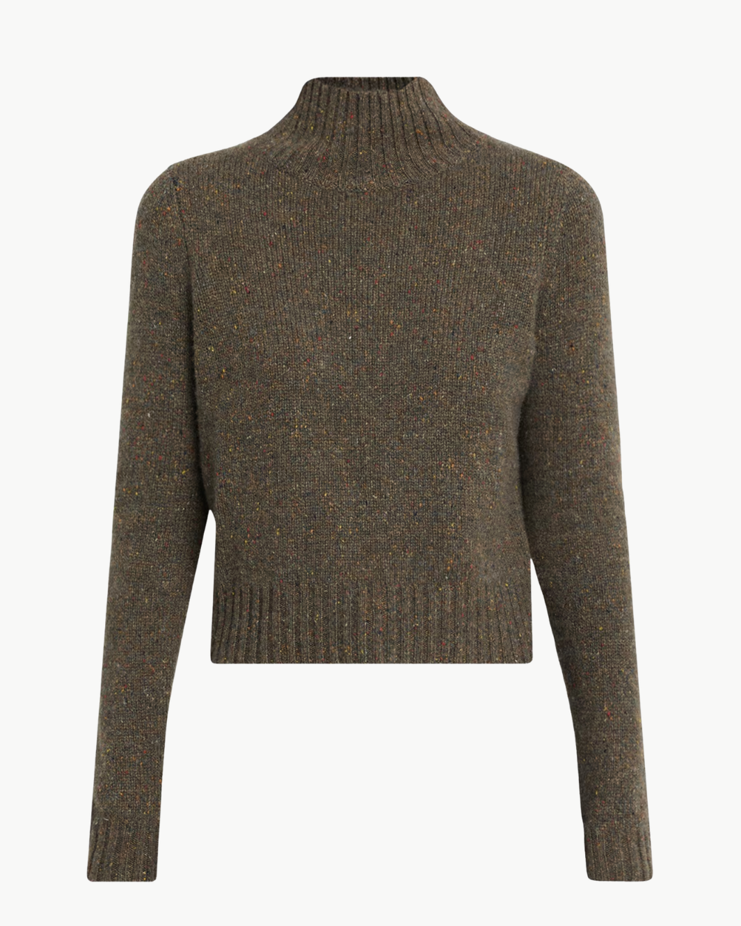 Cashmere Mock-Neck Donegal Sweater