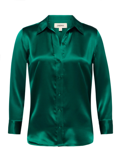 DANI 3/4 SLEEVE BLOUSE IN BOTTLE GREEN