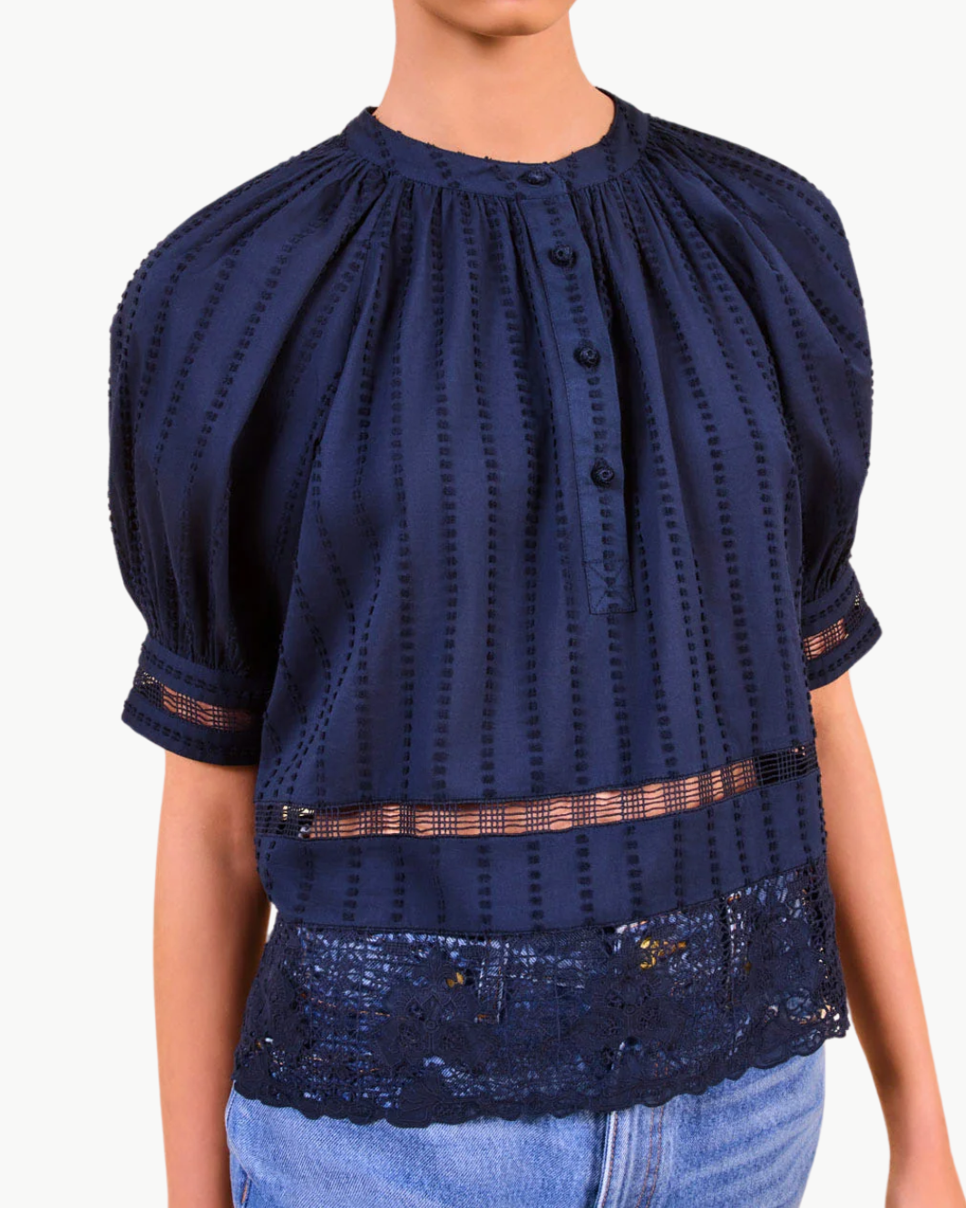 FAYE PUFF SLEEVE BLOUSE IN MIDNIGHT - Romi Boutique