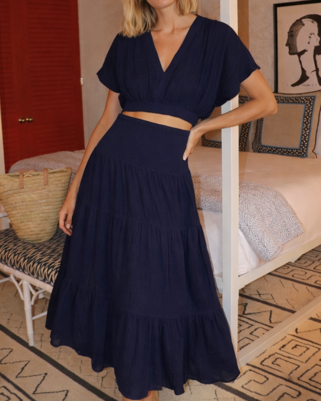 VACAY TOP GAUZE IN NAVY - Romi Boutique