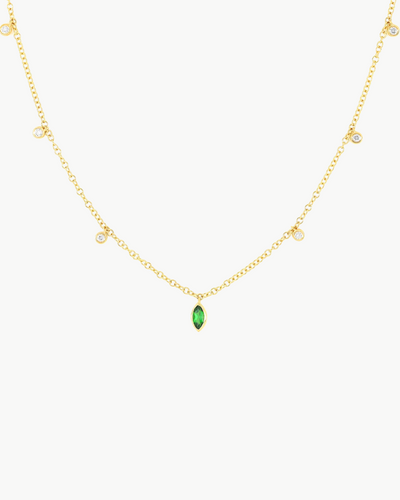 DIAMOND & TSAVORITE BEZEL CHOKER NECKLACE IN 14K YELLOW GOLD