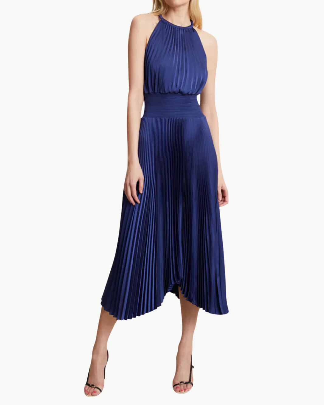 RENZO II PLEATED MIDI DRESS IN RIVIERA