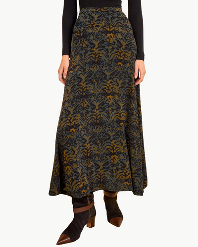 PAOLA JERSEY HIGH WAIST MIDI SKIRT IN DESERT JASPER
