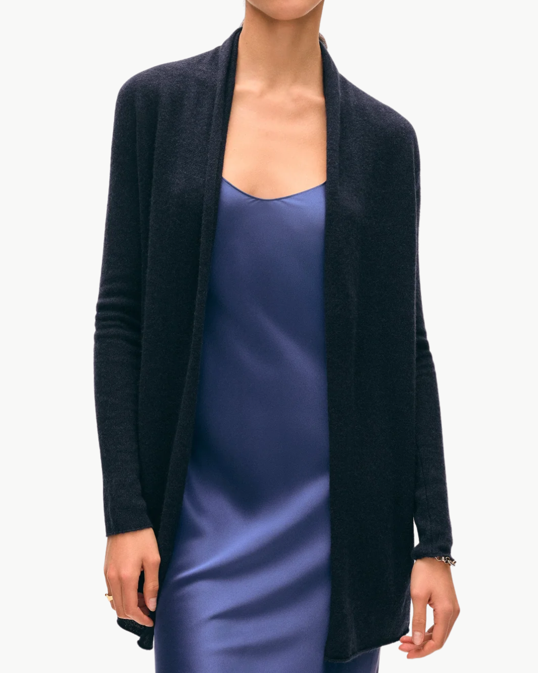 CASHMERE TRAPEZE CARDIGAN IN DEEP NAVY