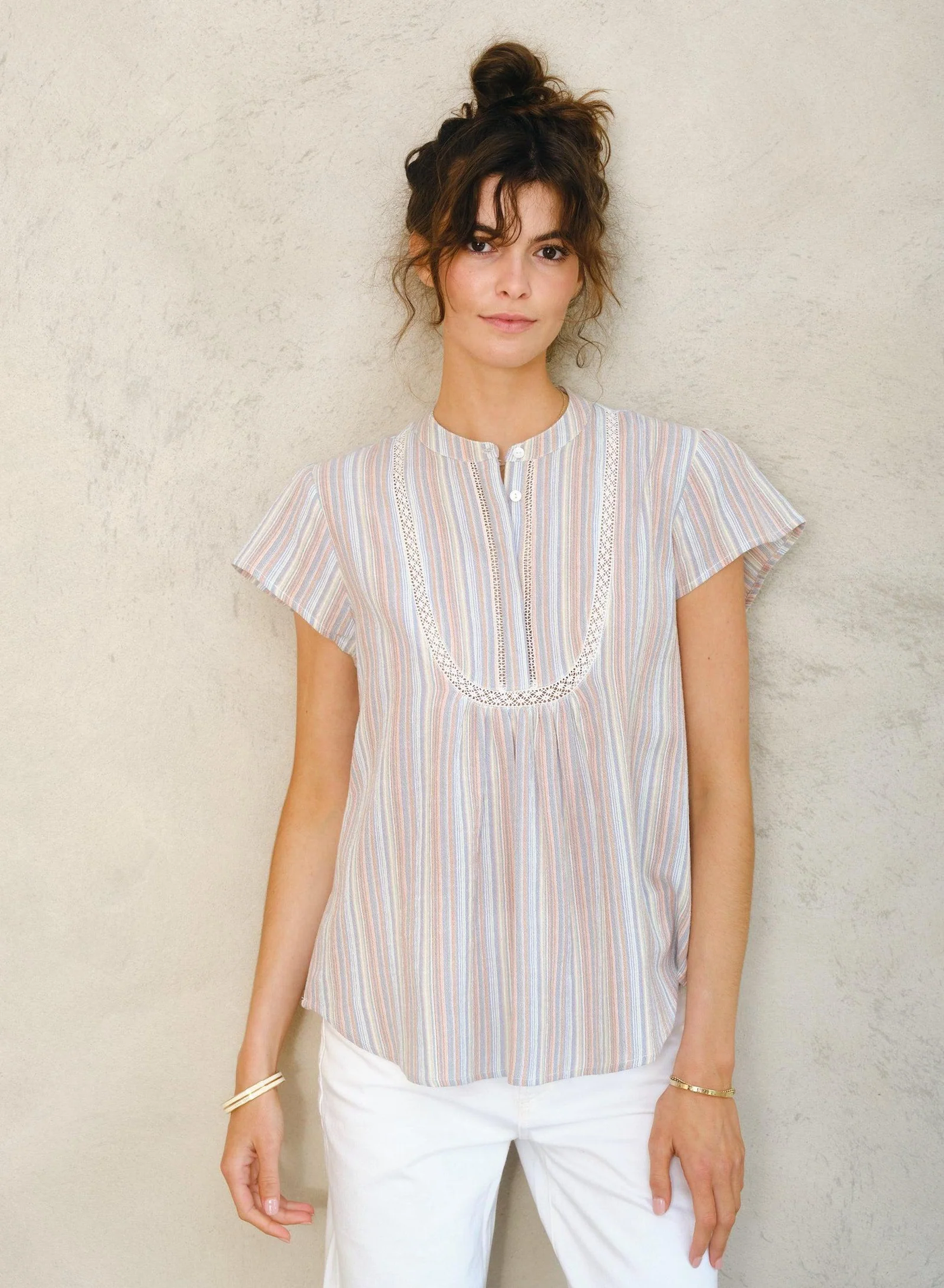 FREYA TOP IN MULTI STRIPE