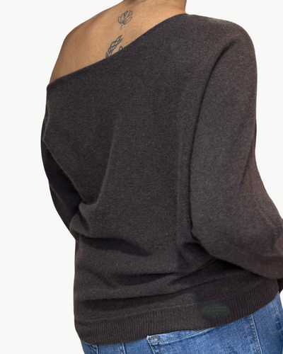 CASHMERE OFF THE SHOULDER TOP IN BRAZIL NUT