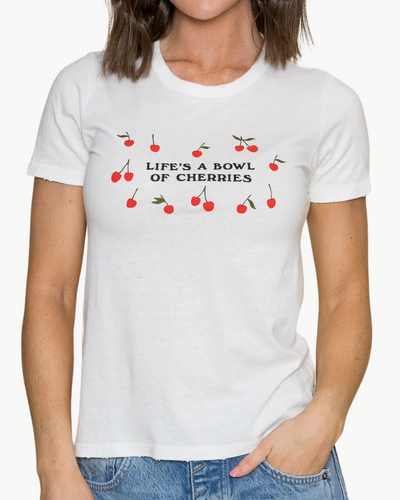 LIFES A BOWL OF CHERRIES TEE IN VINTAGE WHITE