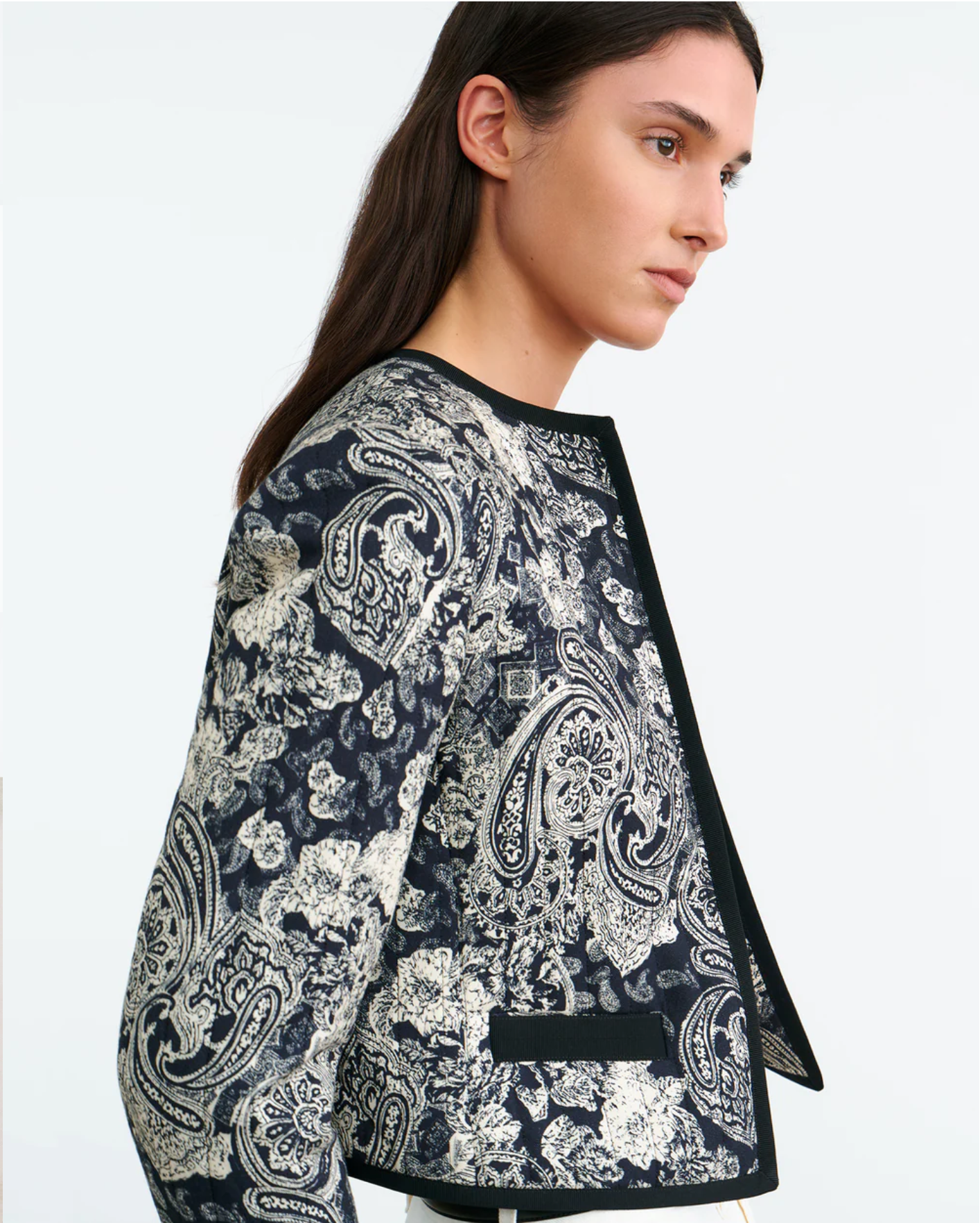 Nili Lotan BONO MIXED PAISLEY PRINT JACKET at Romi Boutique