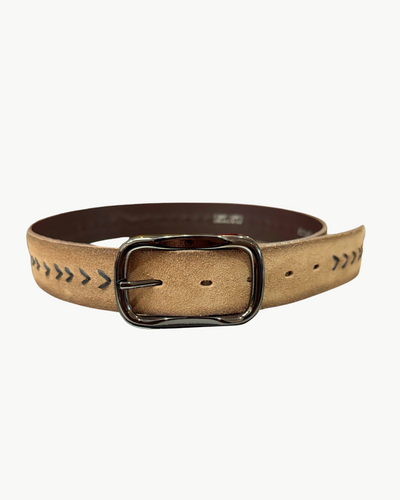 SYLVIA BELT IN TAN W/ BLACK STITCH - Romi Boutique