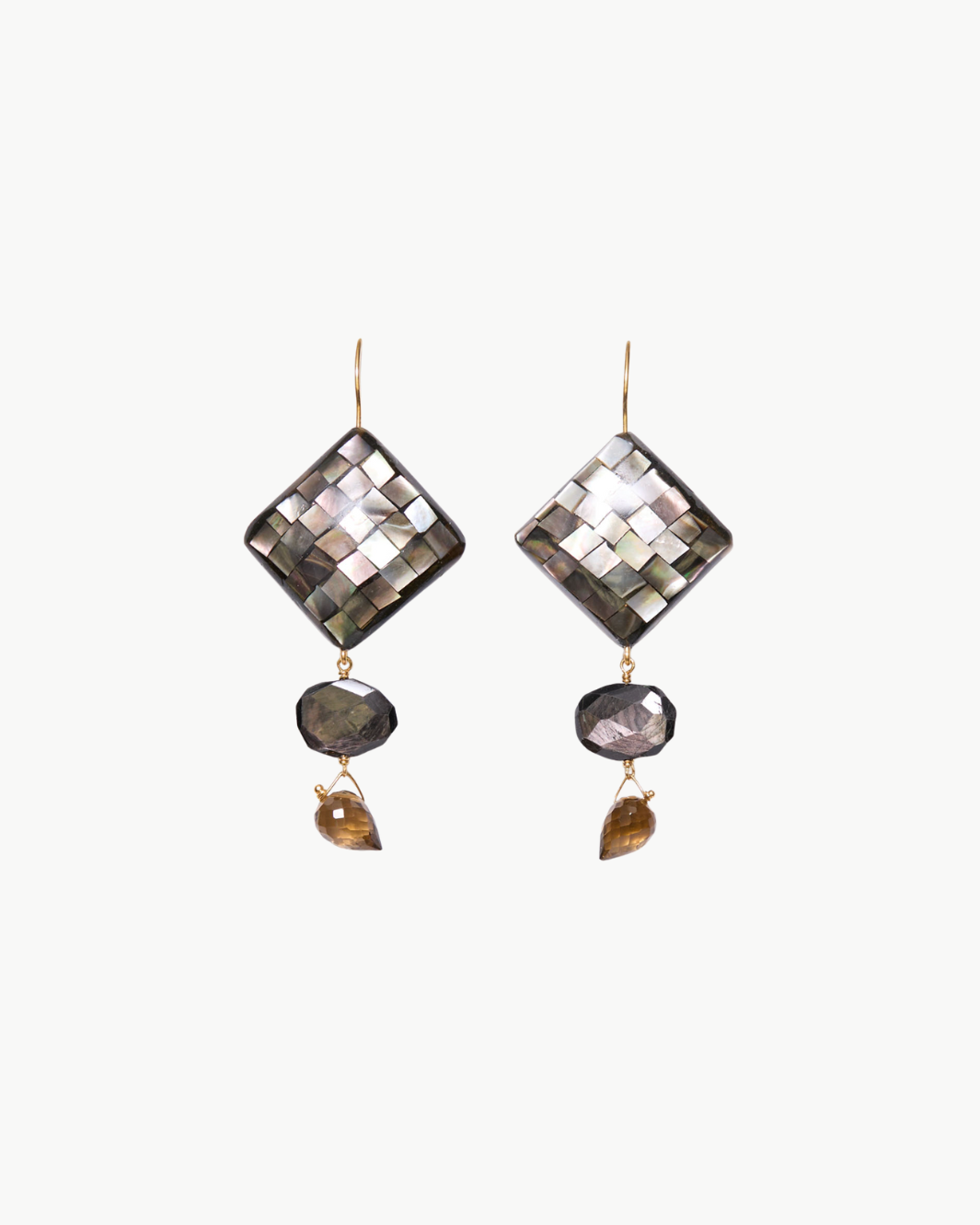 MOSAIC DANGLE EARRINGS IN BLACK MOP