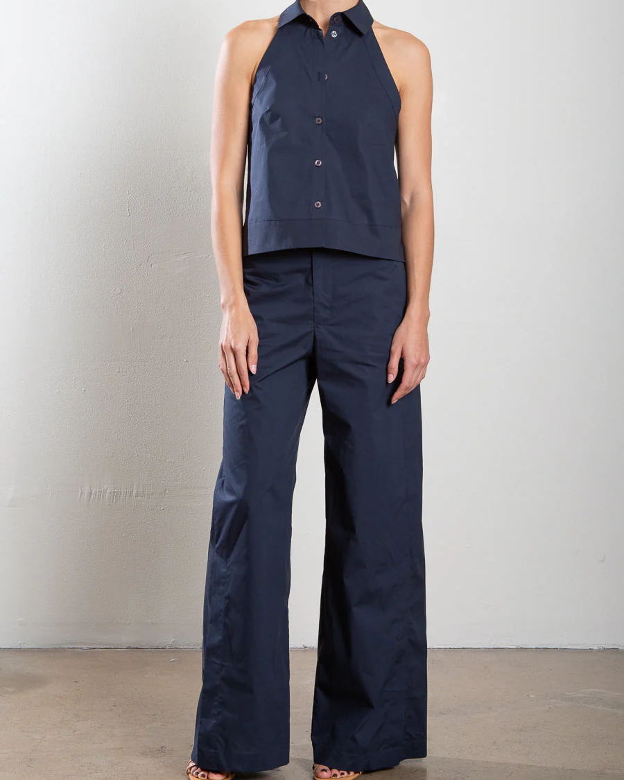 PHARAOH LENNOX PANT IN ITALIAN POPLIN IN INK at Romi Boutique