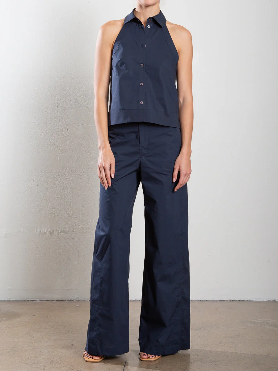 PHARAOH LENNOX PANT IN ITALIAN POPLIN IN INK at Romi Boutique