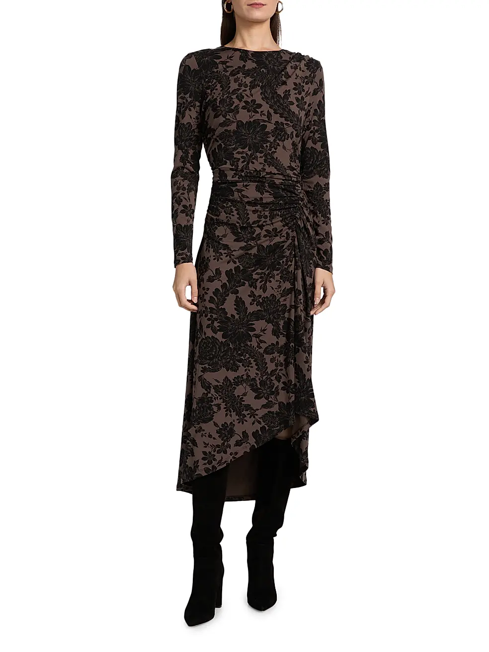 THEODORA DRESS IN DARK LICHEN/BLACK - Romi Boutique