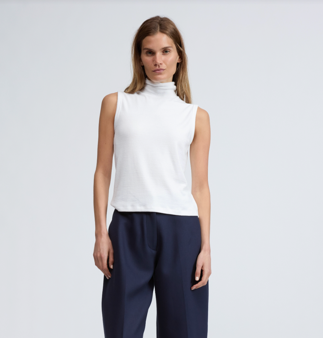 THE KNIT TNECK TANK IN WHITE