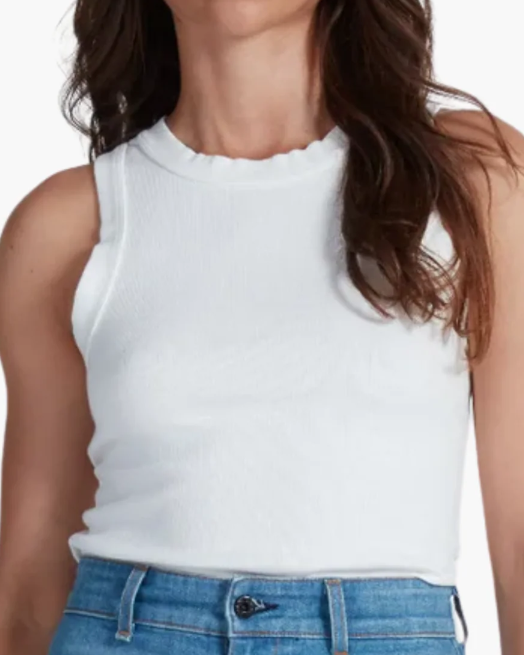 RIB TANK IN IVORY - Romi Boutique