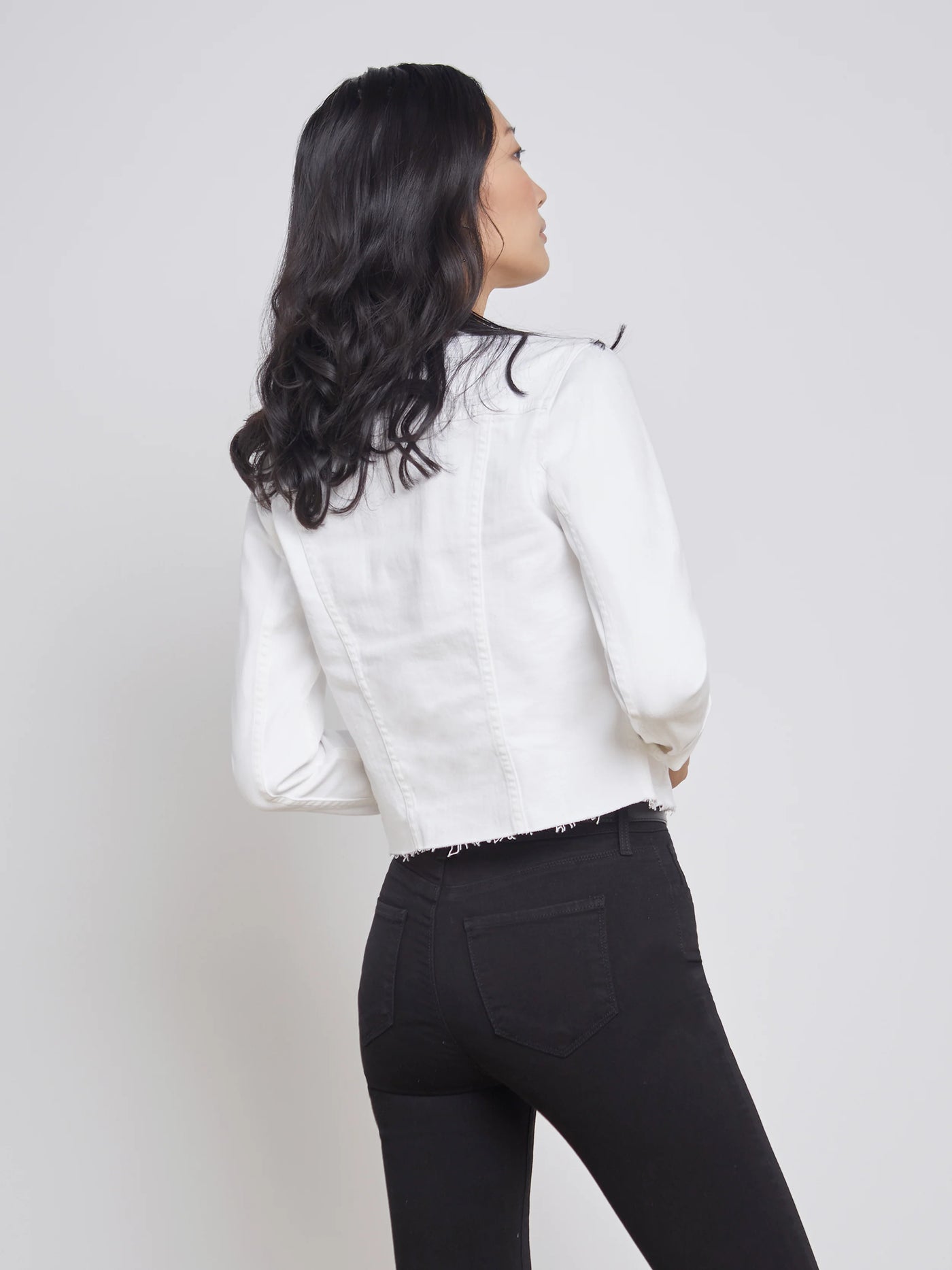 JANELLE SLIM RAW JACKET IN WHITE - Romi Boutique