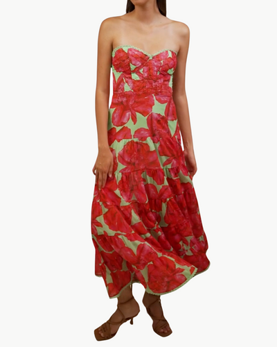 AMBAR LONG DRESS IN GREEN BLOSSOM