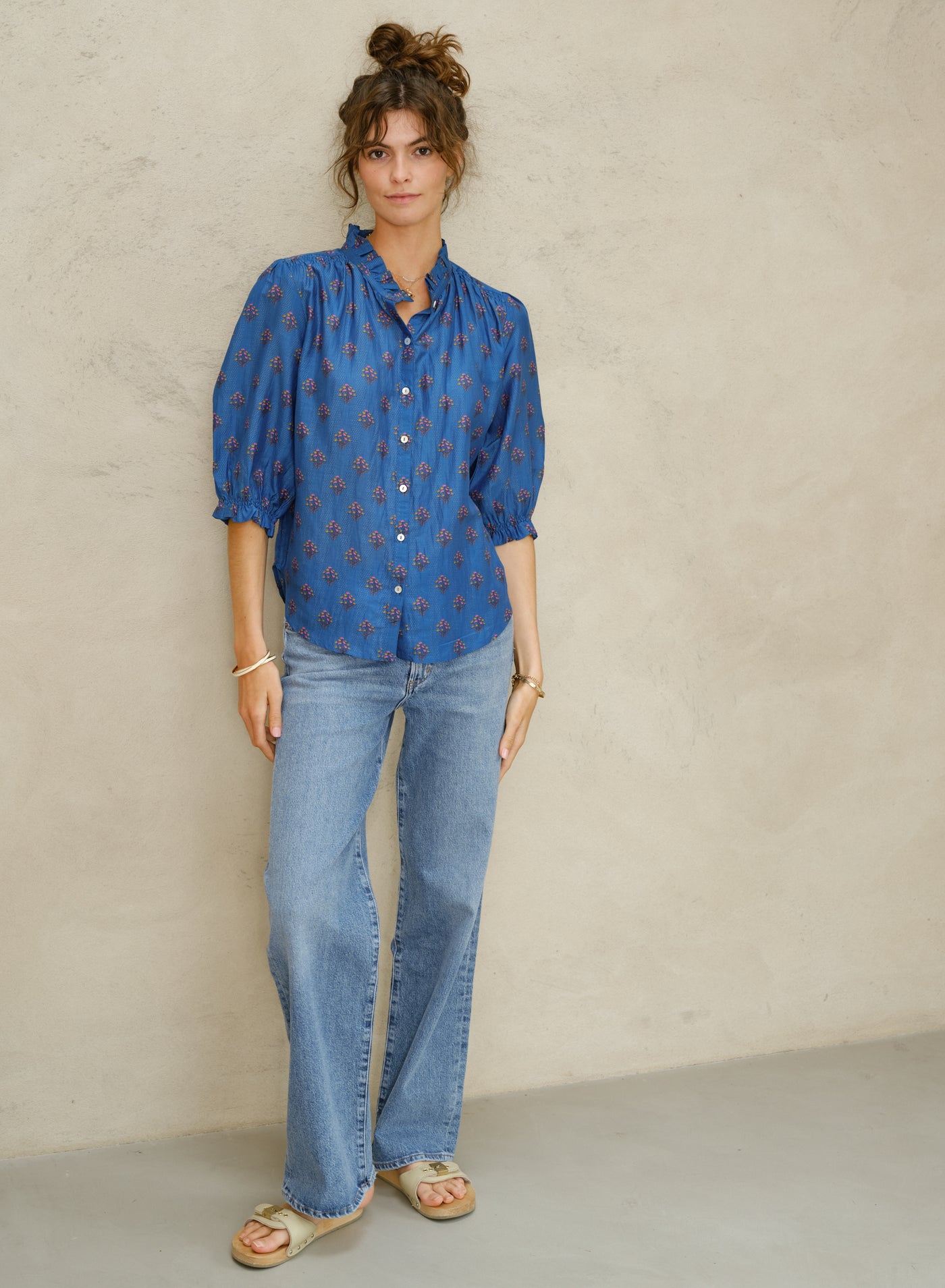 LINDI PRINT TOP IN BLUE