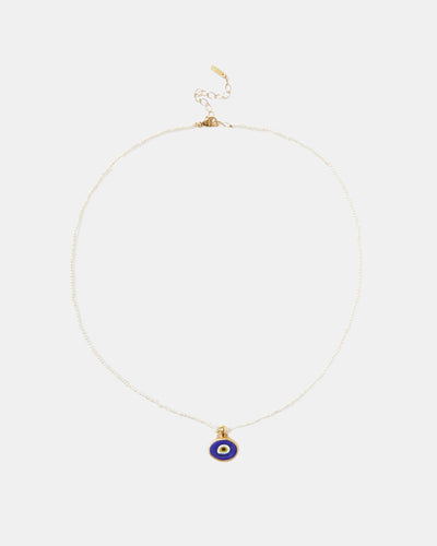 MYA EVIL EYE NECKLACE IN BLUE MIX - Romi Boutique