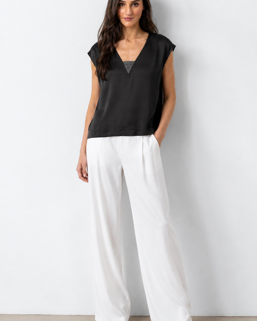 Go Silk Go Metal Shell Top at Romi Boutique