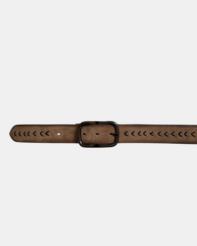 SYLVIA BELT IN TAN W/ BLACK STITCH - Romi Boutique