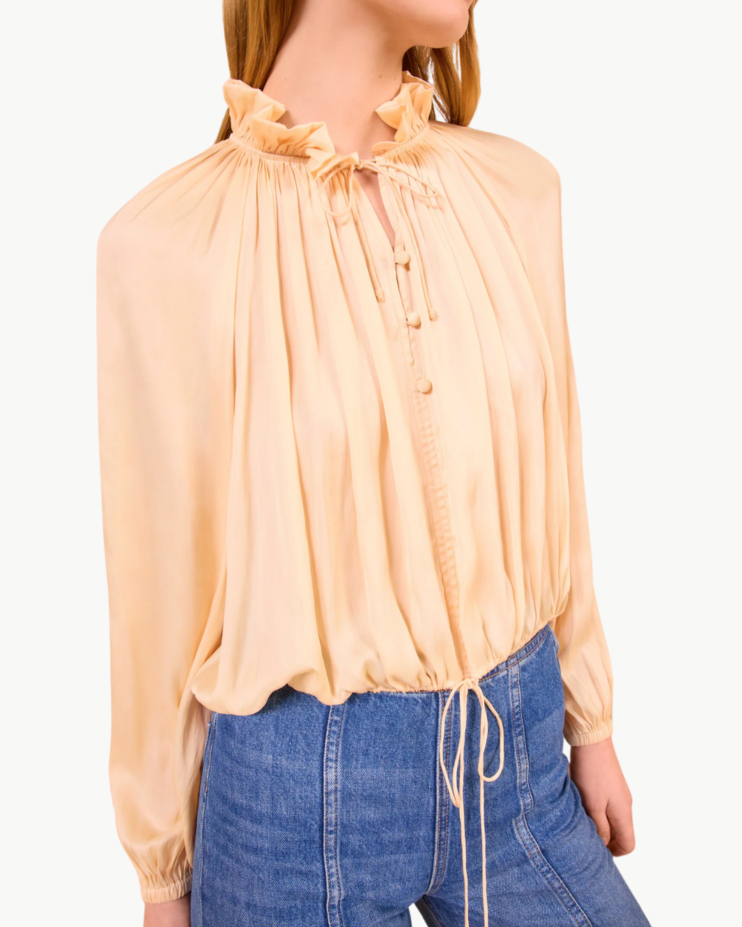 LAURETTE LONG SLEEVE BLOUSE IN PEARLESCENT