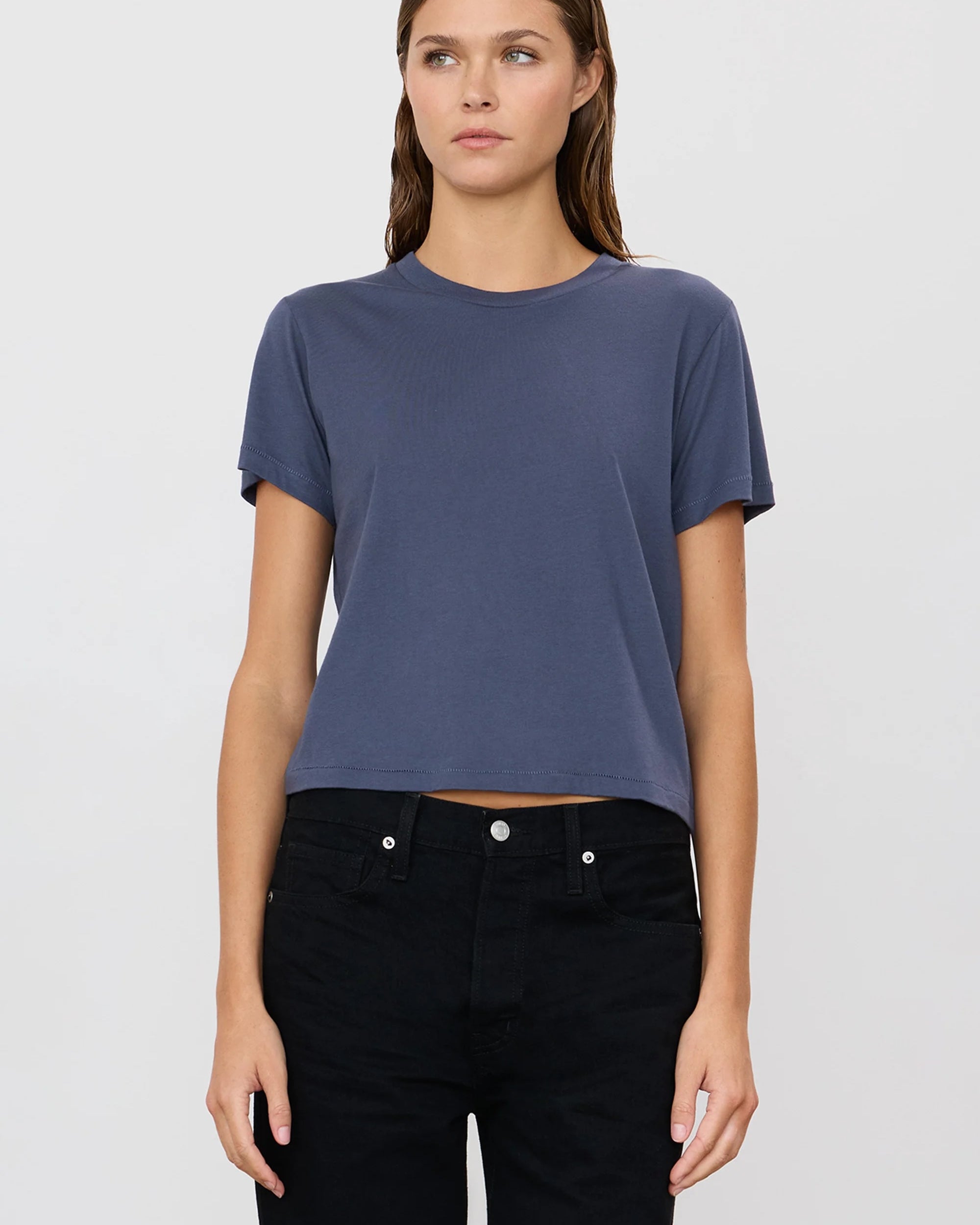 Eterne Short Sleeve Boxy Tee at Romi Boutique