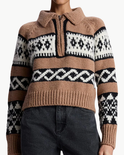 CARTER SWEATER IN CAMEL MULTI - Romi Boutique