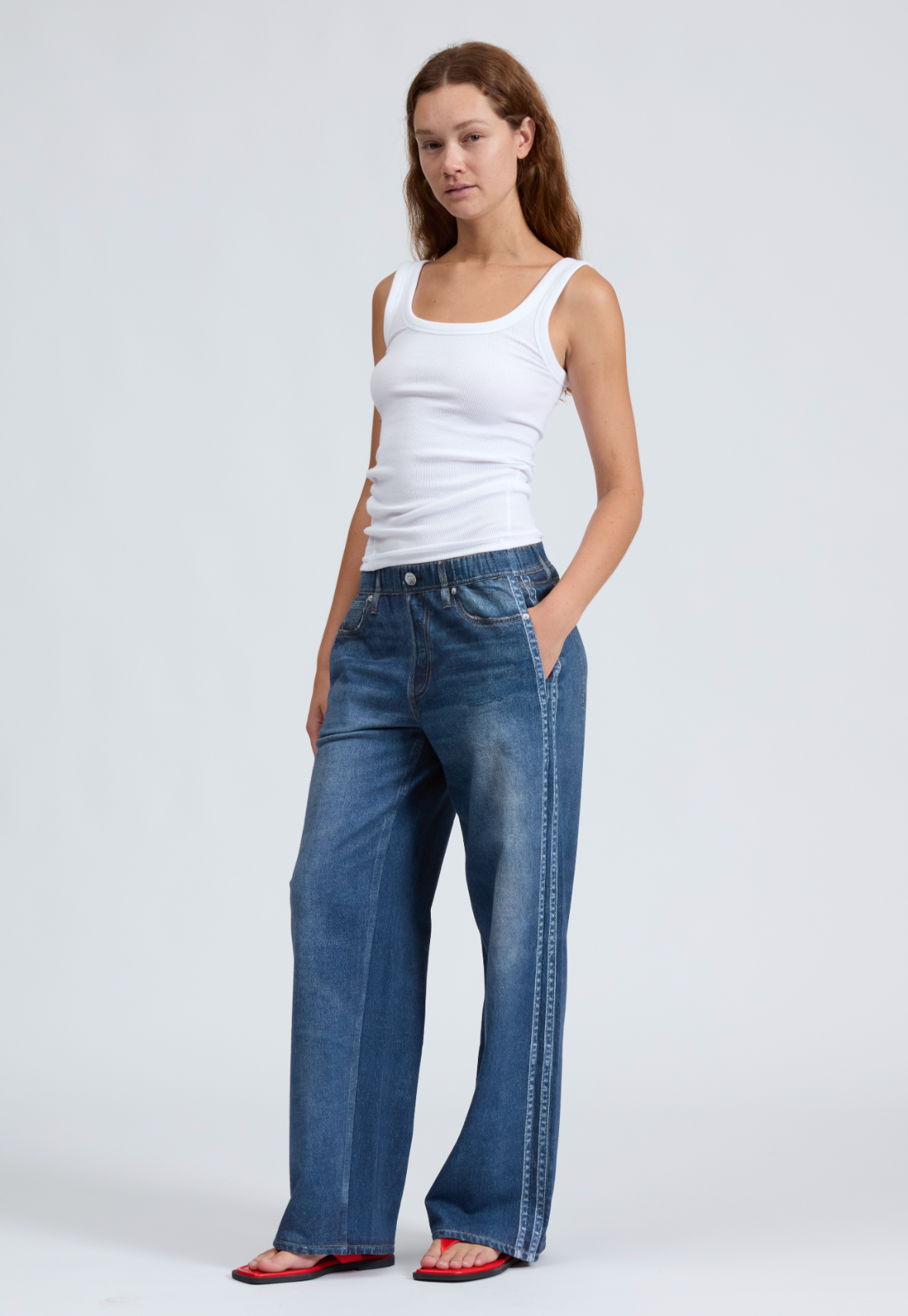 MIRAMAR SPORT STRIPE TRACK PANTS IN CARNATION STRIPE