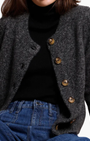 Minnie Rose CASHMERE SILK MARLED RELAXED CREW CARDI at Romi Boutique