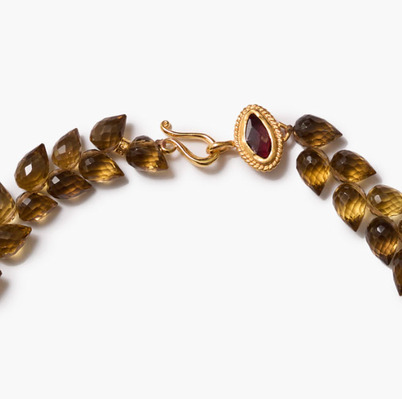 LEAF DROP NECKLACE IN WHISKEY QUARTZ