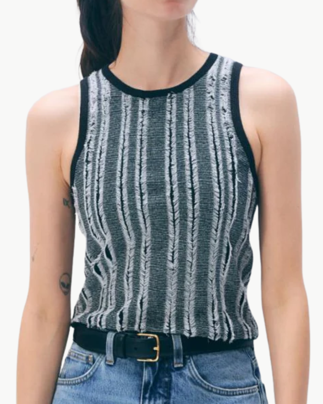 White & Warren LINEN BLEND TEXTURED TOP at Romi Boutique