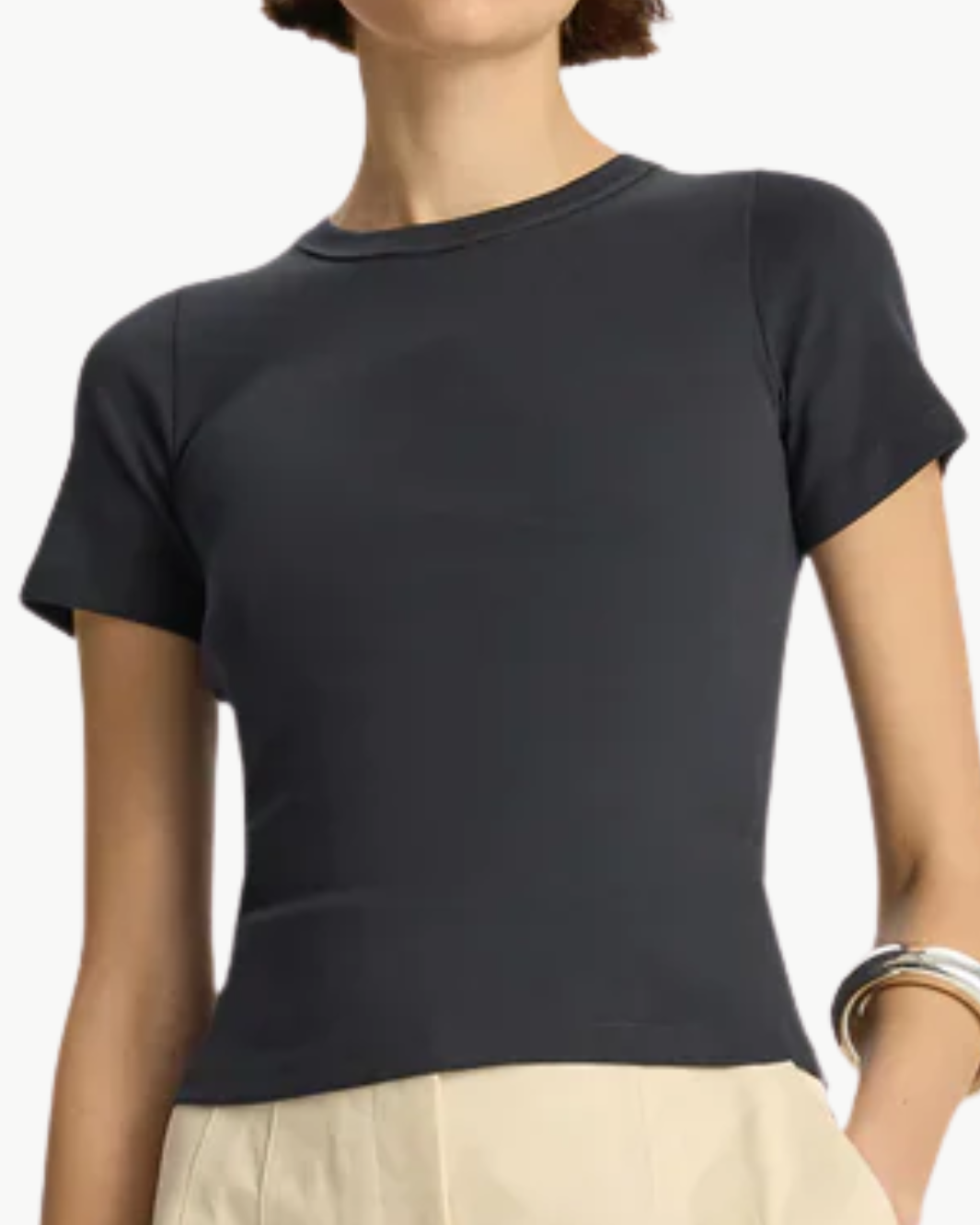 PALOMA RIB BABY TEE IN BLACK - Romi Boutique