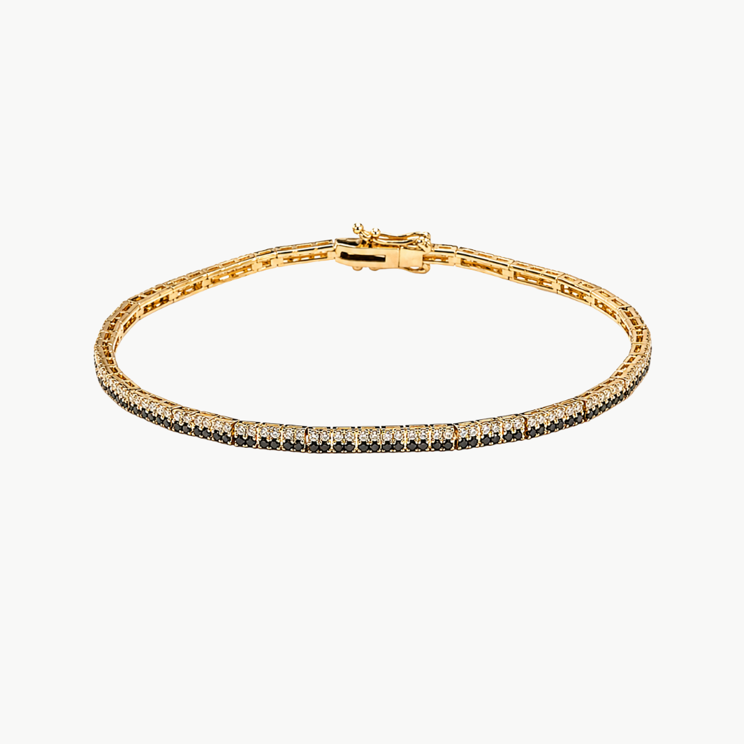 EF Collection Diamond Double Row Eternity Bracelet w/ Black & White Diamond at Romi Boutique