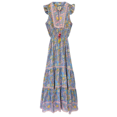 LOLA MAXI DRESS IN BLUE YELLOW PRINT