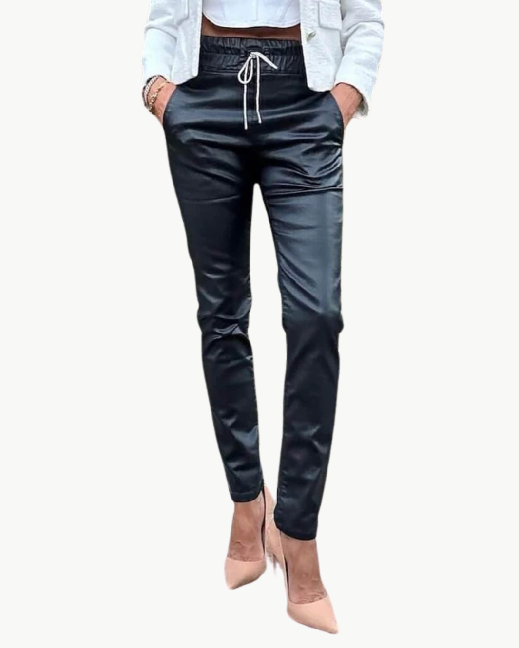 Bevy Flog Loren Vegan Pant with Crystal Tie at Romi Boutique