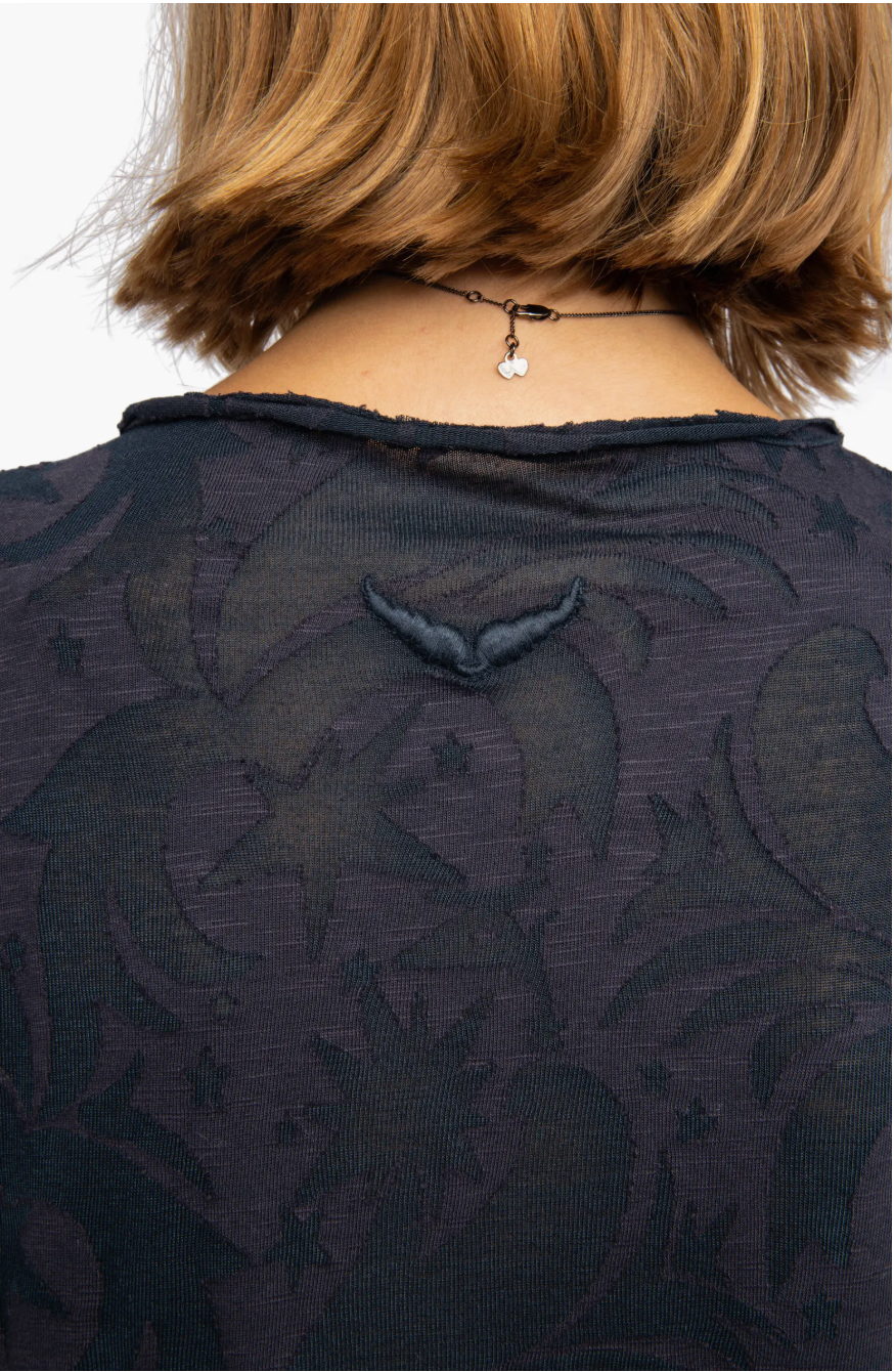 HENLEY LONG SLEEVE T-SHIRT IN ENCRE