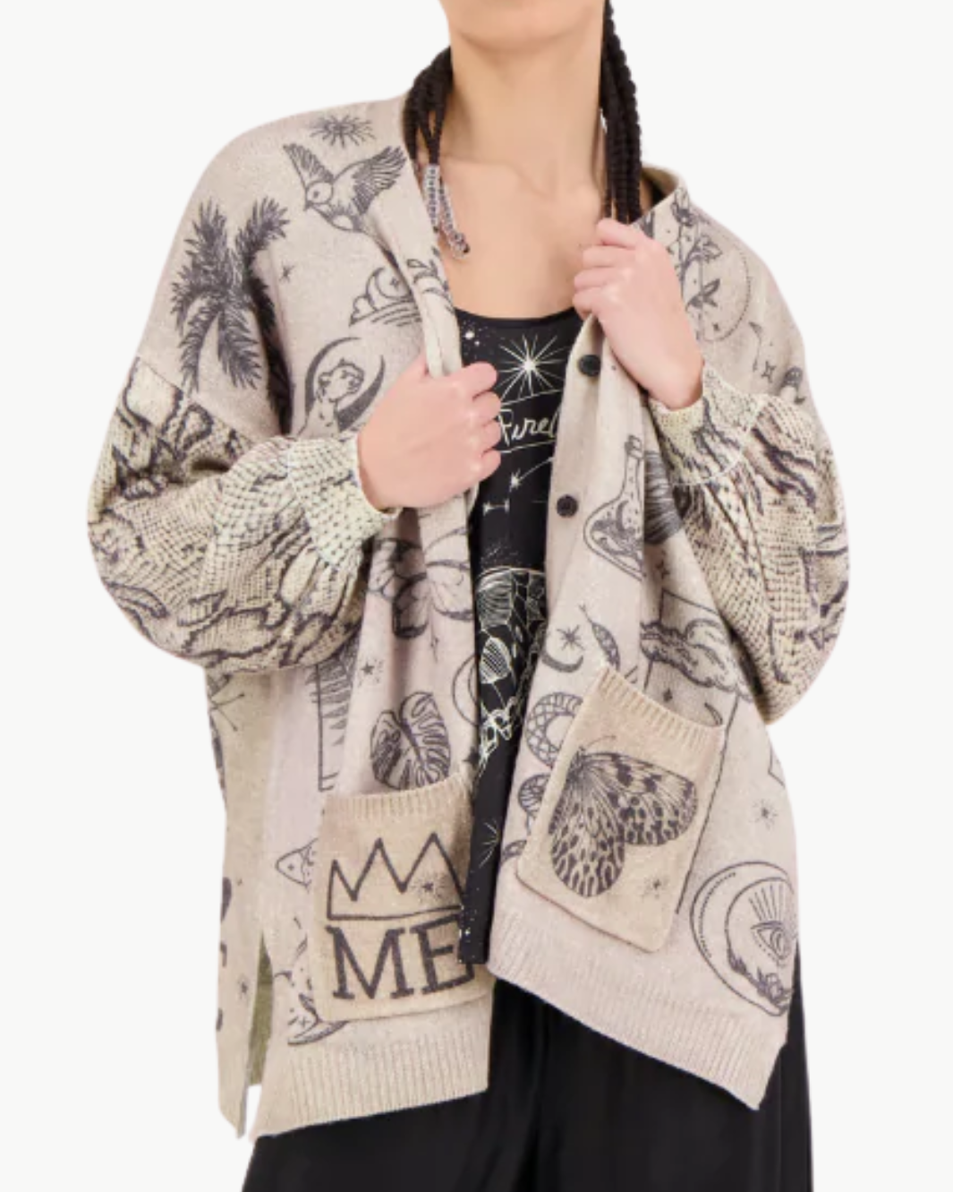 LIV LONG PRINTED CARDIGAN IN BLACK MAGIC - Romi Boutique