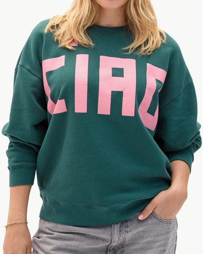 OVERSIZED CIAO SWEATSHIRT IN DEEP PINE - Romi Boutique